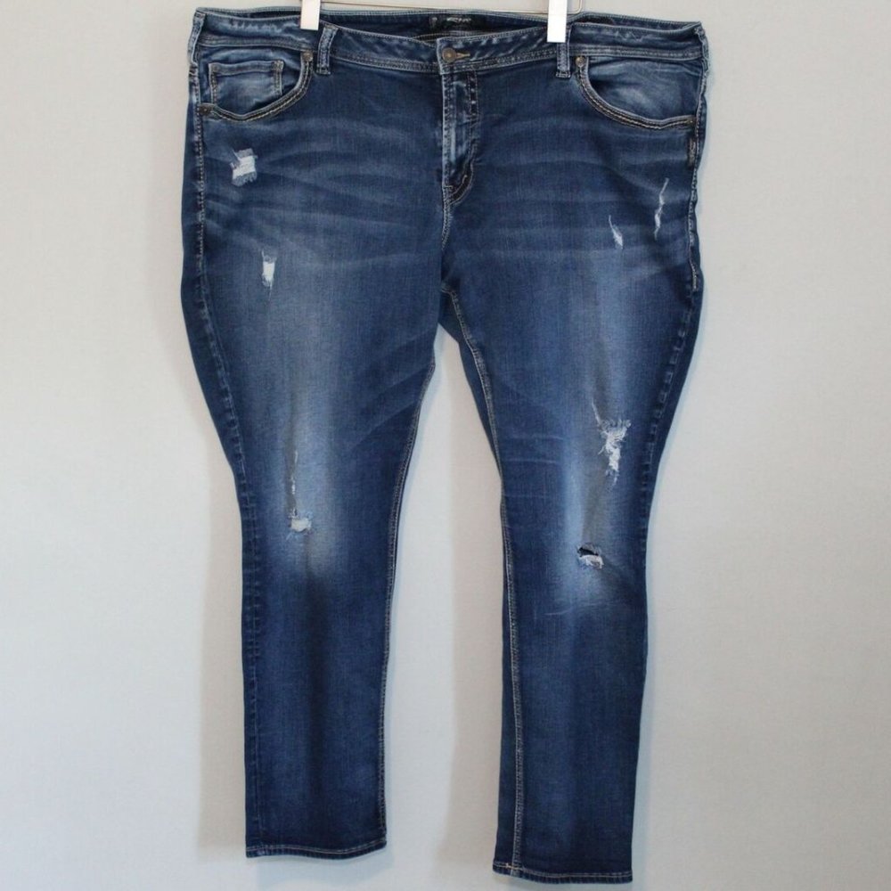 Silver Jeans Boyfriend Fluid Denim Jeans Distressed Women's Plus Size 24 H11531 - Picture 10 of 11